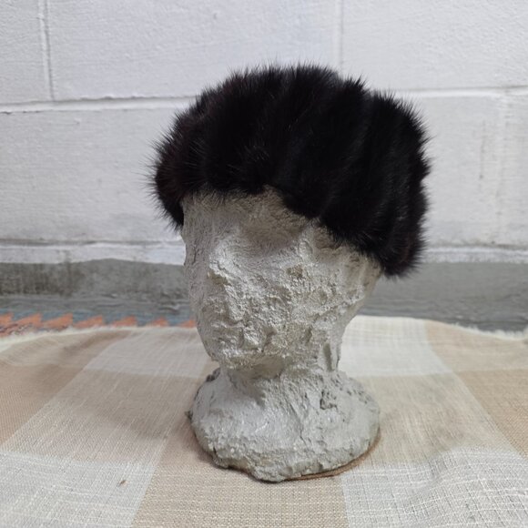 True Vintage Mobwife Skibunny Poetcore Operacore Preppy Black Fur Beret Cap Hat main image 9